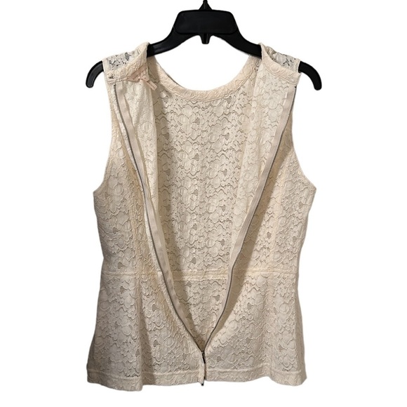 Rebecca Taylor Women’s Ivory Off White Sleeveless Lace Peplum Blouse Size 10 - Picture 6 of 8